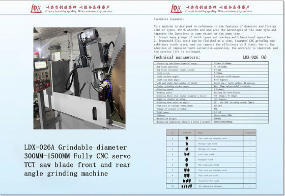 밀링 직경 200MM-1200MM 완전 CNC 서보 TCT 톱 블레이드 밀링 머신 LDX-026A
