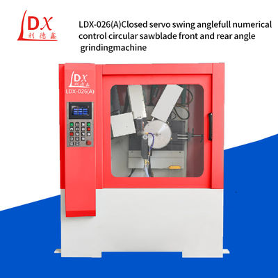 완전 폐쇄 된 세르보 스윙 앵글 완전 CNC TCT 톱 블레이드 앞 및 뒷 앵글 날카화 기계 LDX-026A